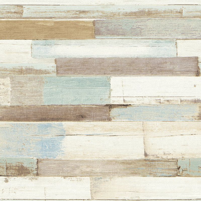 Papier peint vinyle sur intissé trompe l'œil bleu et marron QUIMPER - Il Decoro par As Creation - 36857-1