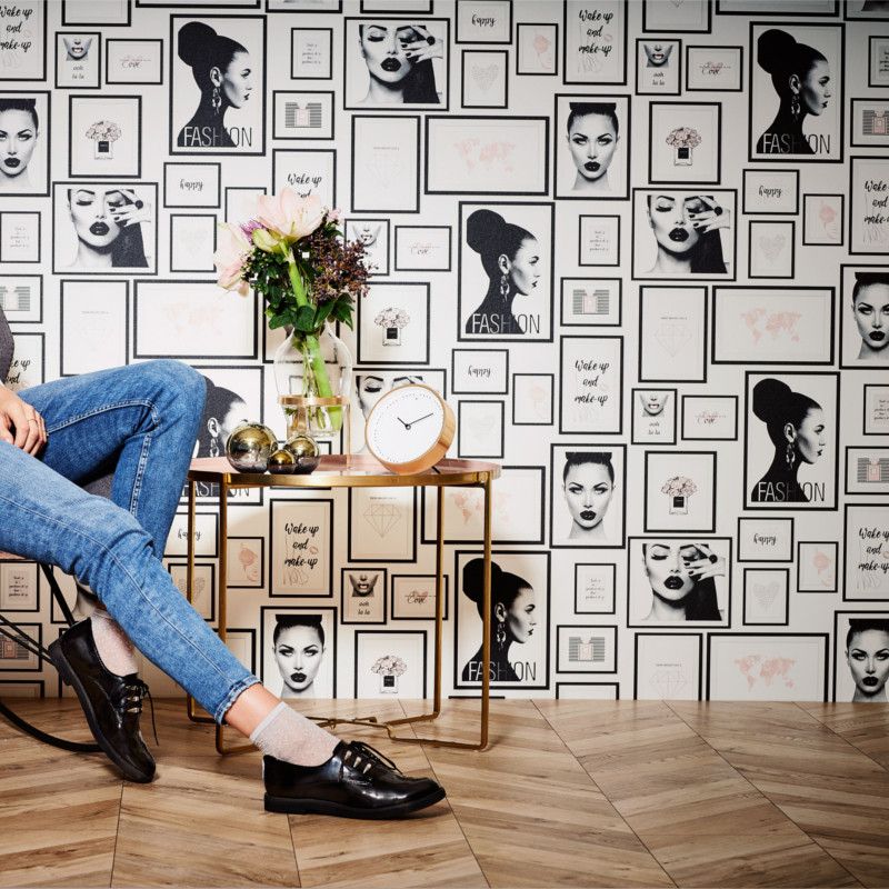 Papier peint vinyle sur intissé trompe l'œil noir et rose LOLA PARIS - Metropolitan Stories 2 par As Creation - 36918-1