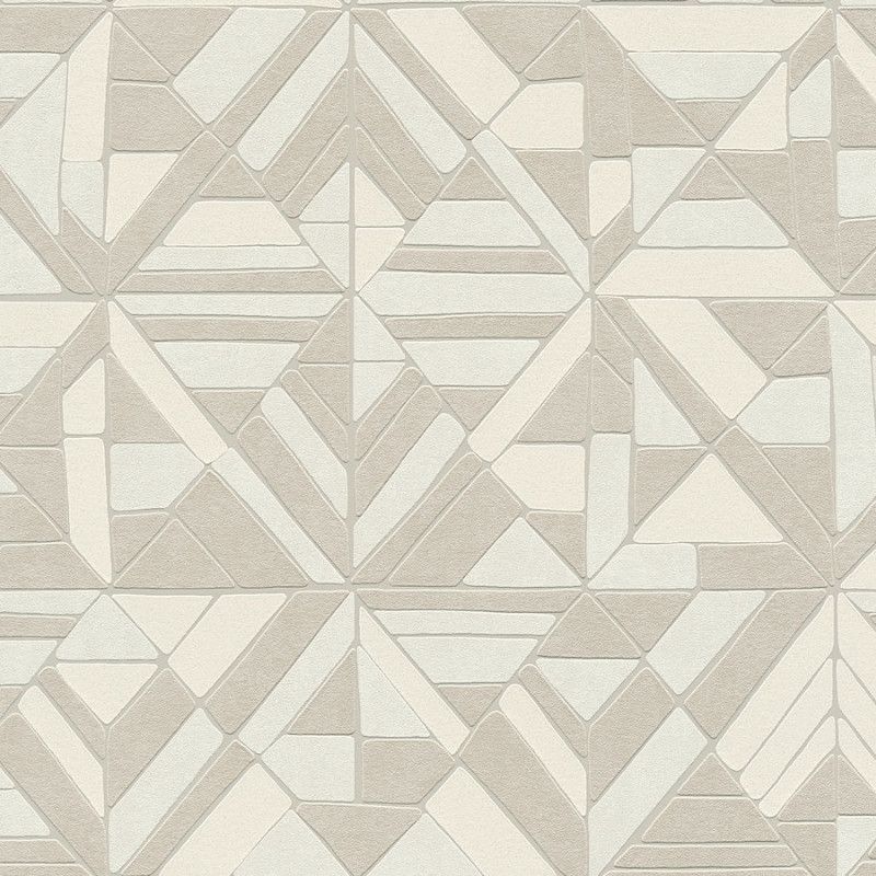 Papier peint expansé sur intissé graphique beige pailleté et taupe ZIGZAG - Géométrique par As Creation - 37481-2