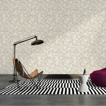 Papier peint expansé sur intissé graphique beige pailleté et taupe ZIGZAG - Géométrique par As Creation - 37481-2