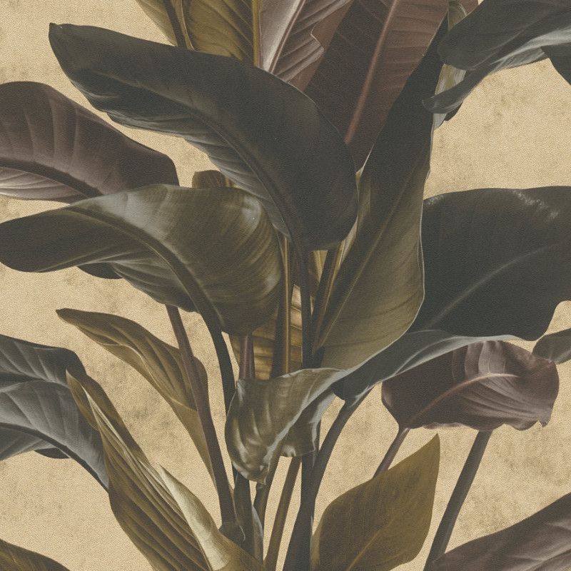 Papier peint vinyle sur intissé végétal noir et tabac BARCELONA JUNGLA - Metropolitan Stories 2 par As Creation - 37862-4