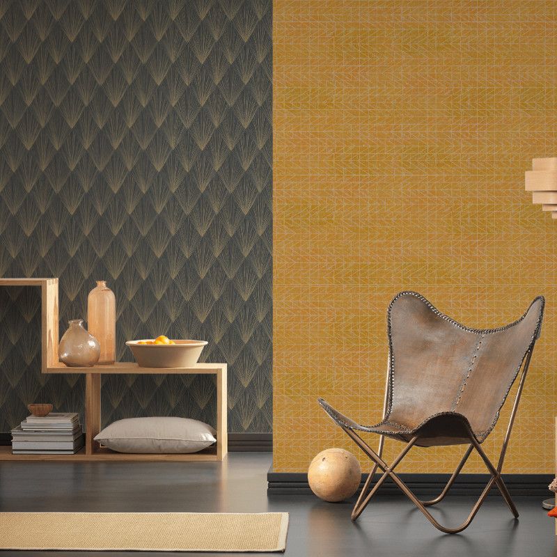 Papier peint vinyle sur intissé graphique doré et gris NEW YORK SPARKS - Metropolitan Stories 2 par As Creation - 37864-4