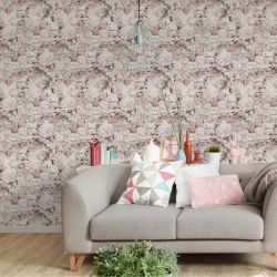 Papier peint vinyle sur intissé floral rose et blanc FLORAL - Trendwall 2 par As Creation - 38008-2