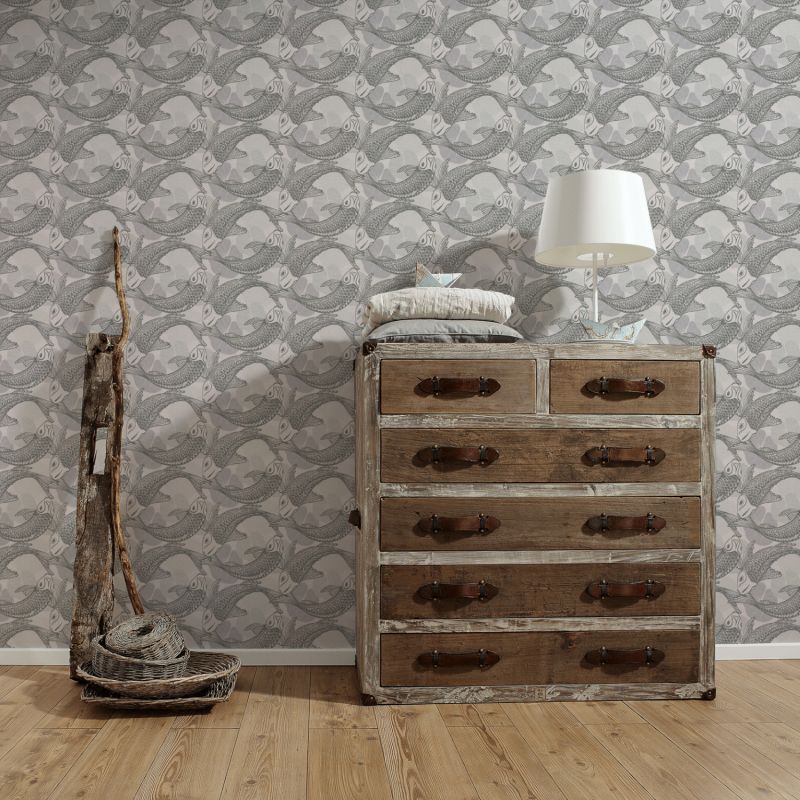 Papier peint vinyle sur intissé animal gris et argenté CARPE - Metropolitan Stories 2 par As Creation - 37859-1