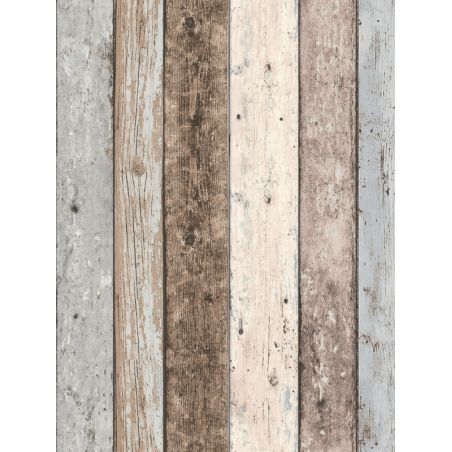Papier peint expansé sur intissé trompe l'œil bleu et taupe COLOR WOOD - Best Of Wood & Stone 2 par As Creation - 8550-39