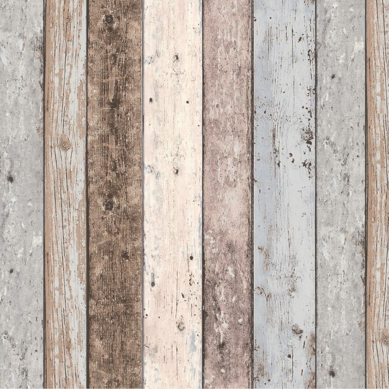 Papier peint expansé sur intissé trompe l'œil bleu et taupe COLOR WOOD - Best Of Wood & Stone 2 par As Creation - 8550-39