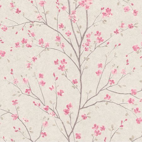Papier peint expansé sur intissé floral beige et framboise MOI - Metropolitan Stories 2 par As Creation - 37912-1