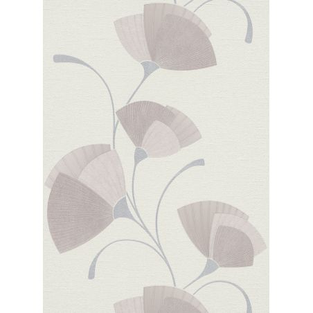 Papier peint vinyle sur intissé floral rose poudré pailleté et blanc cassé EVENTAIL - Fleur par Erismann - 02458-40 Papier peint vinyle sur intissé floral rose poudré pailleté et blanc cassé EVENTAIL - Fleur par Erismann - 02458-40