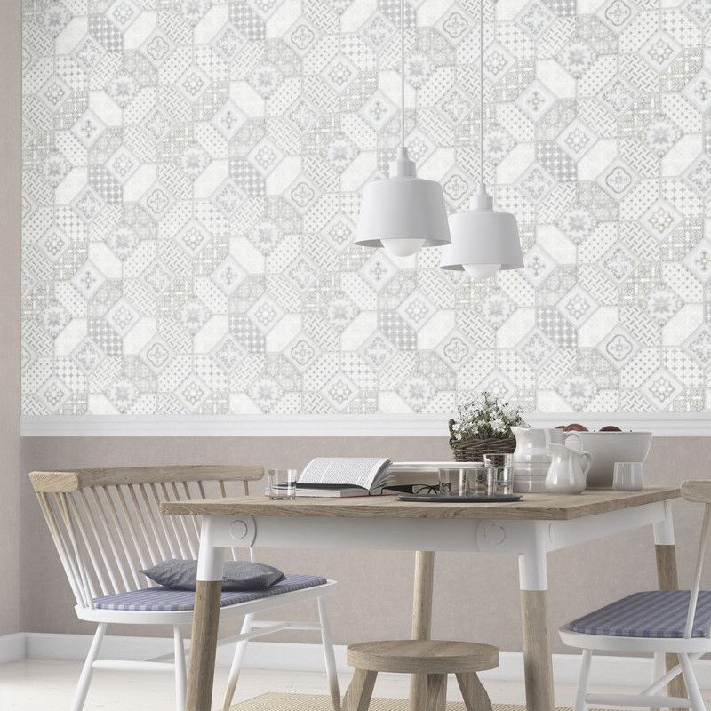 Papier peint vinyle sur intissé graphique gris et marron IMITATIONS - Géométrique par Erismann - 6315-10