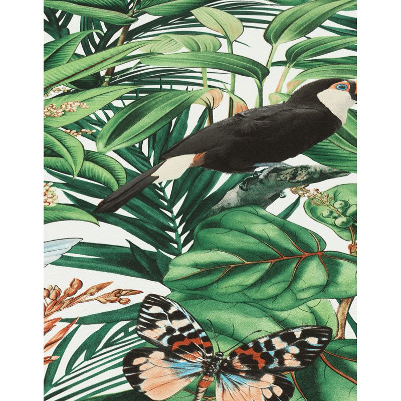 Papier peint vinyle sur intissé végétal vert et bleu PARADISIO 2 - Jungle par Erismann - 10121-07