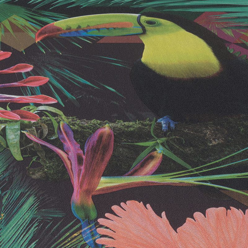 Papier peint vinyle sur intissé végétal vert et multico BRAZIL - Jungle par Erismann - 10083-07